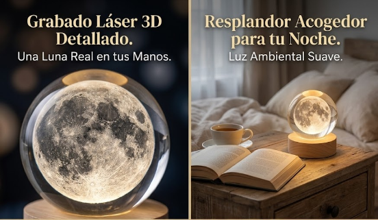 Lampara Luna Llena 3d Flotante