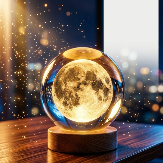 Lampara Luna Llena 3d Flotante